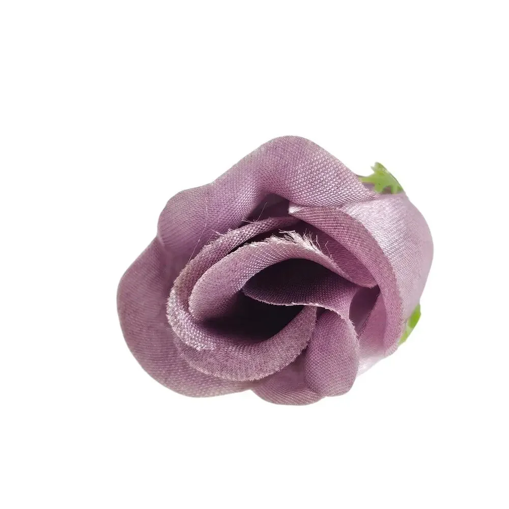 50 Plum Purple Satin Rose Buds Stemless Wedding Floral Craft DIY 2 inches long